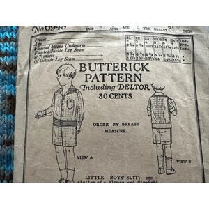 Butterick Sewing pattern 6948 Childrens boys suit  jacket shorts 1919 1923